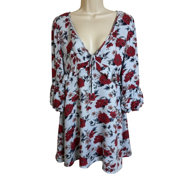 American Eagle Outfitters Dresses & Skirts - American Eagle Floral Mini Dress Size S Pale Blue Floral Babydoll Y2K Cottage